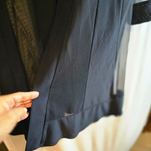 R&M RICHARDS WOMENS SHEER NAVY BLUE KIMONO CARDIGAN SPARKLE TRIM SIZE MEDIUM - Picture 6 of 10